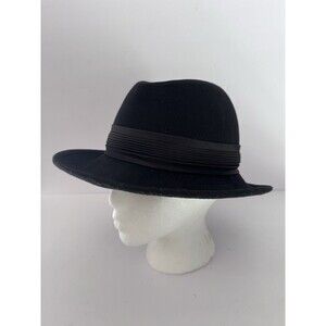 Betmar New York 100% Wool Black Unisex Hat Fedora Union Made S/M